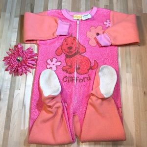 Girls 3t Clifford puppy onsie pjs